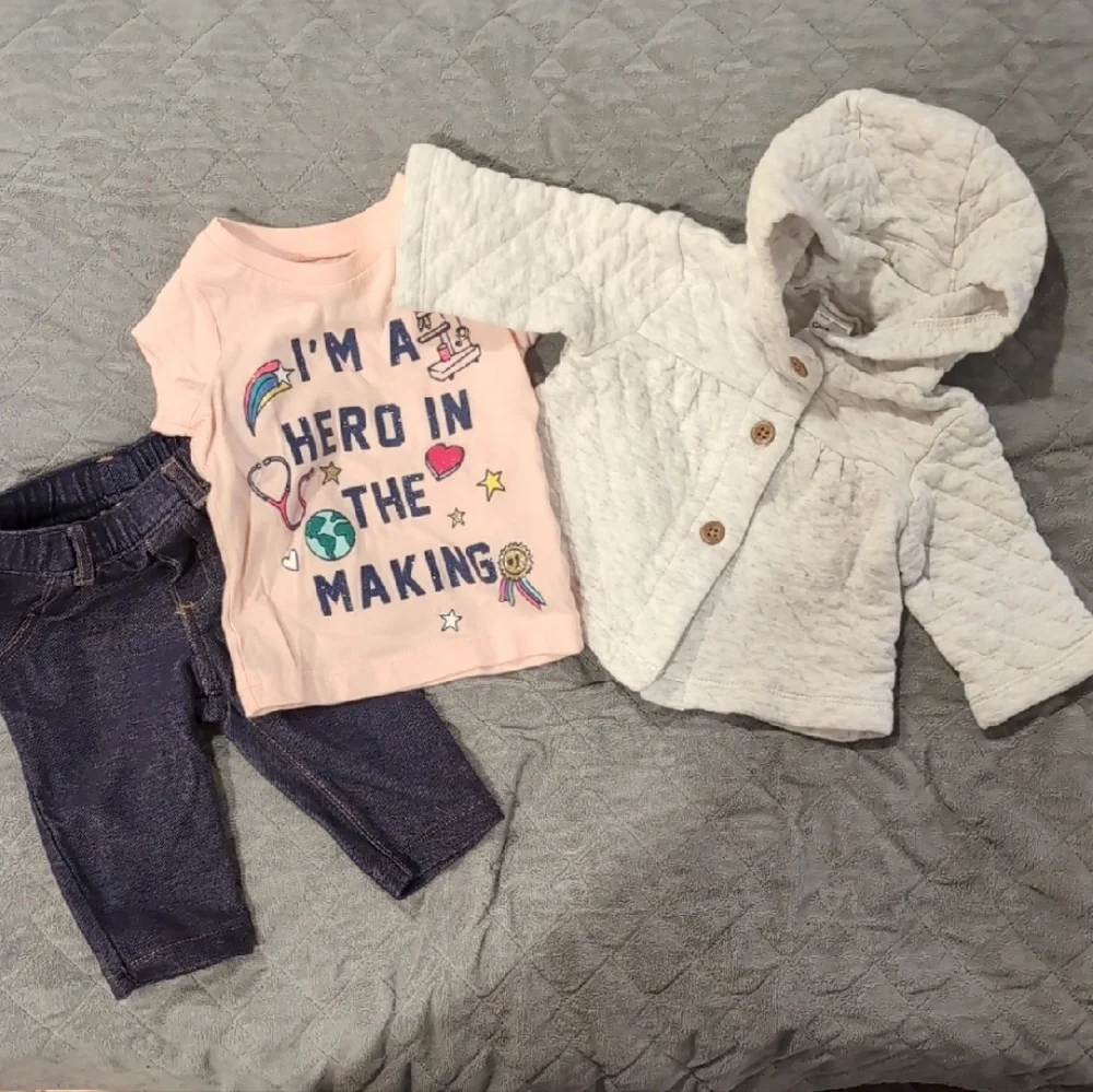 Carter's 3M Baby Outfit with Graphic Tee and Quilted Jacket
